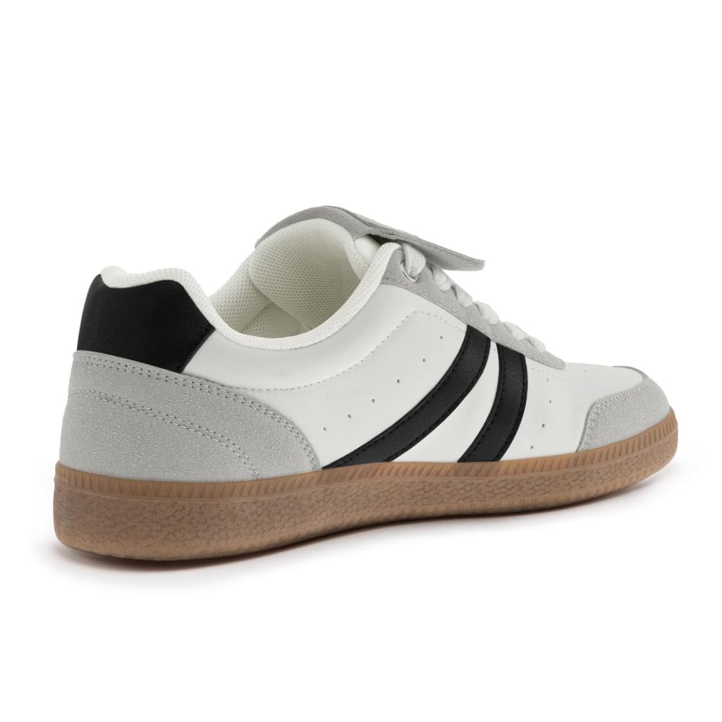 Rihero Women's Fashion Sneakers Tennis Walking Shoes Lace-Up Comfortable Non Slip Casual Sneakers White Black Size 9.5