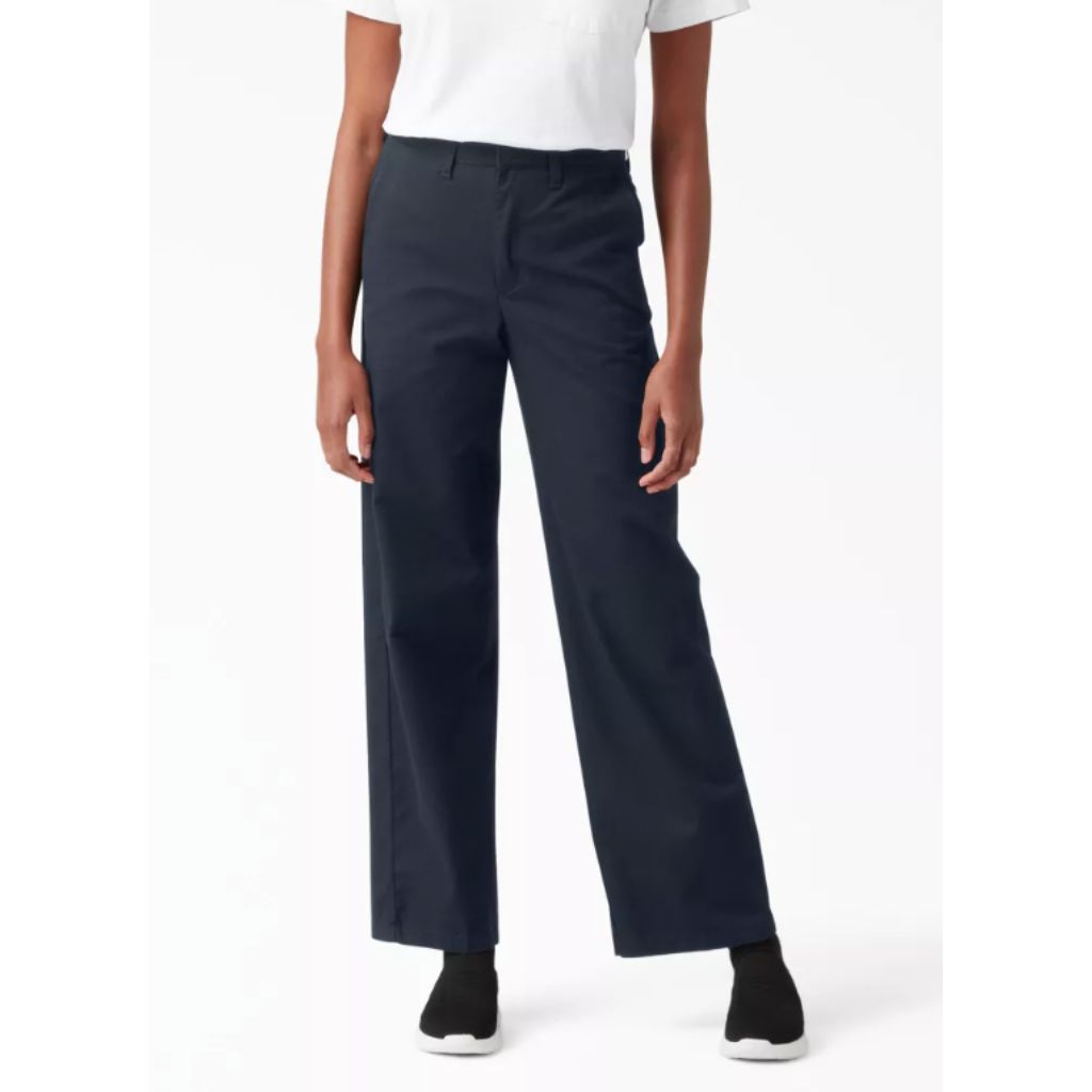 Dickies Women's Relaxed Fit Wide Leg Pants - Rinsed Dark Navy, Size 32R