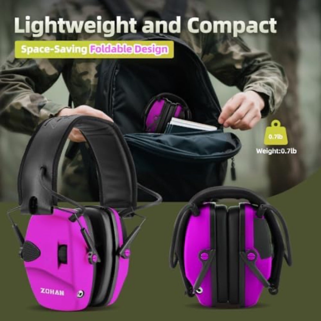 ZOHAN EM054 Electronic Ear Muffs with Gel Ear Pads, Slim Active Noise Reduction, Pink