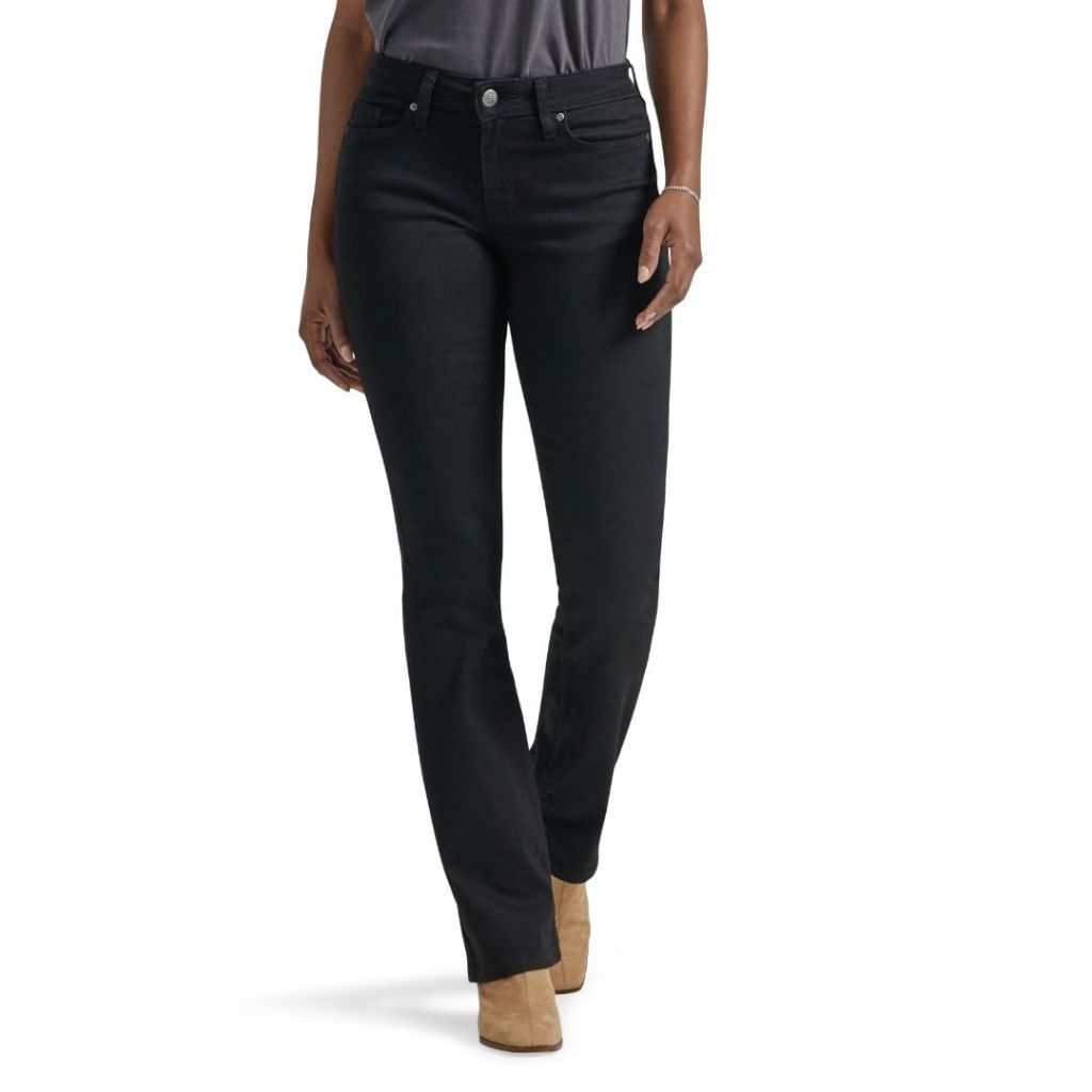 Lee Women's Legendary Mid Rise Bootcut Jean, Black, 14 Long