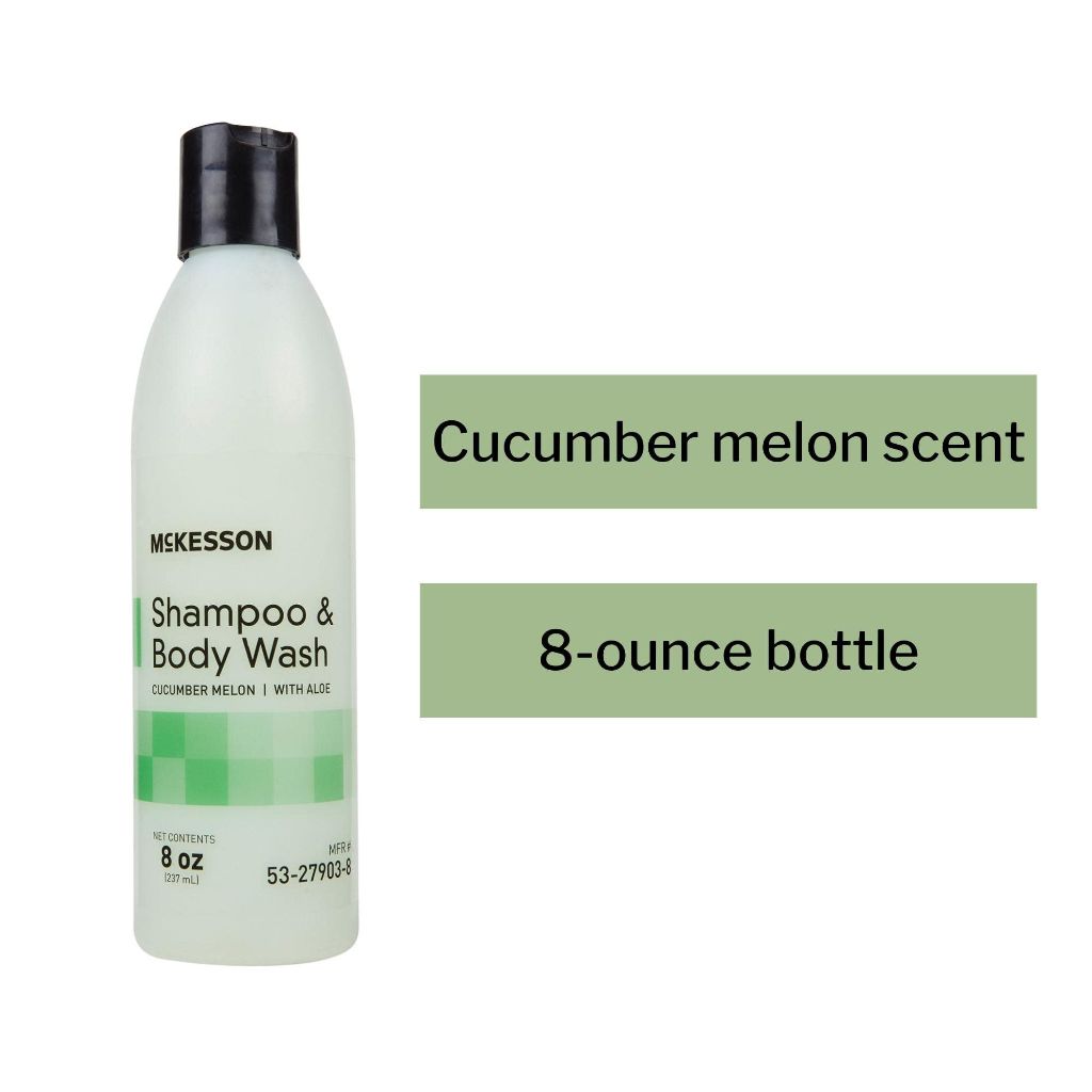 McKesson Body Wash and Shampoo with Aloe, Cucumber Melon Scent, 8 oz