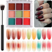 Ombre Nail Pigment Powder Set 9 Colors Solid Gradient Nail Powder Set