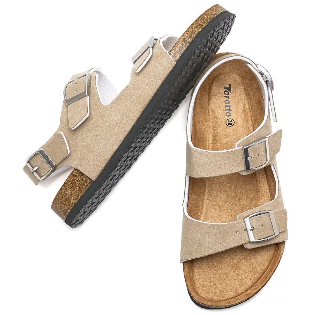 SZ 9 Torotto Womens Sandals with Cork Footbed Open Toe Adjustable Webbing Athletic (750 / Apricot)
