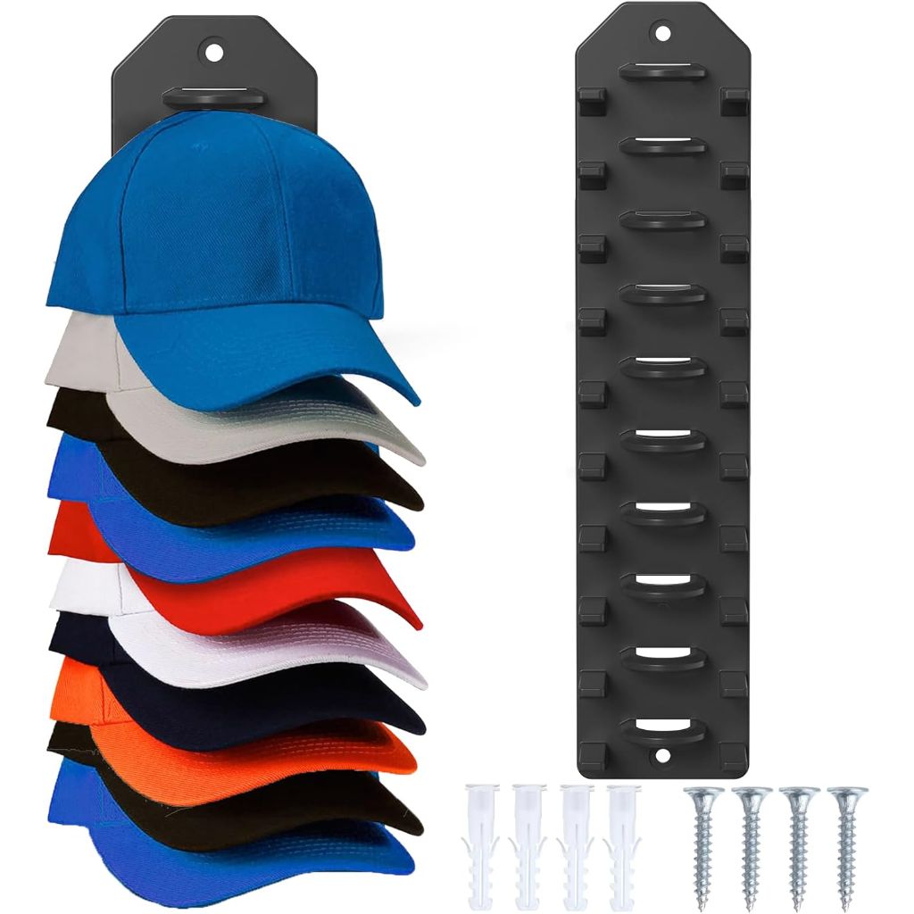 Cap Rack Hat Organizer for Wall, Door, Closet - Holds 10 Hats