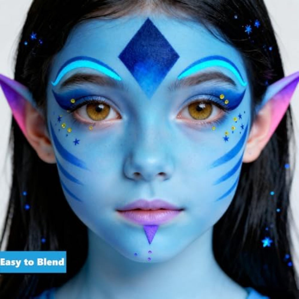 Go Ho Light Blue Face Paint Stick,Water Based Pale Blue Body Paint Washable,Smooth Face Paint Kit,Halloween Costumes Cosplay SFX Ghost Bride Sally Makeup