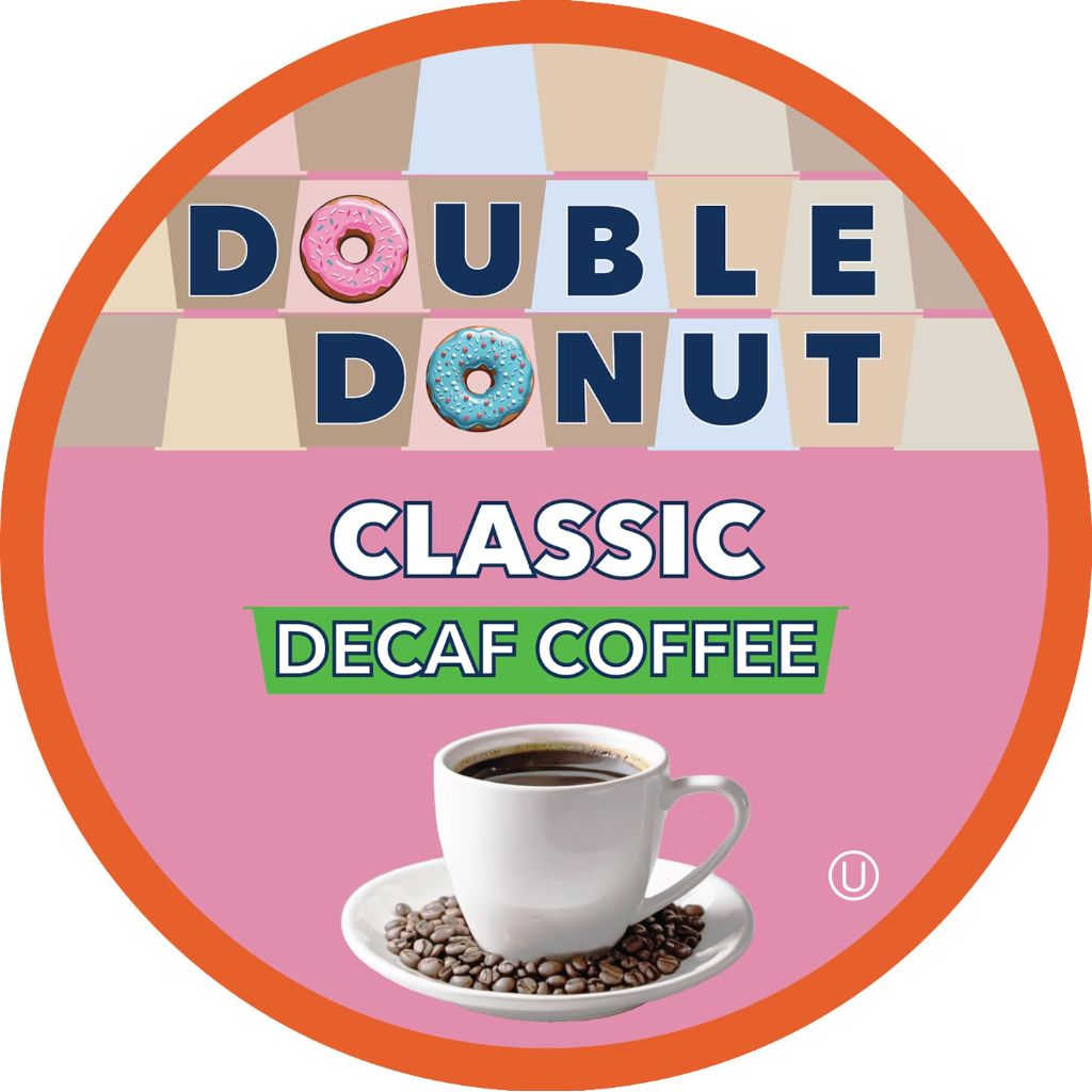 Double Donut Coffee Classic Roast Decaf Coffee, Decaf Medium Roast Coffee, Decaf Pods for Keurig K Cups Machines, Hot or Iced Single Serve Decaffeinated in Recyclable Pods, 80 Count