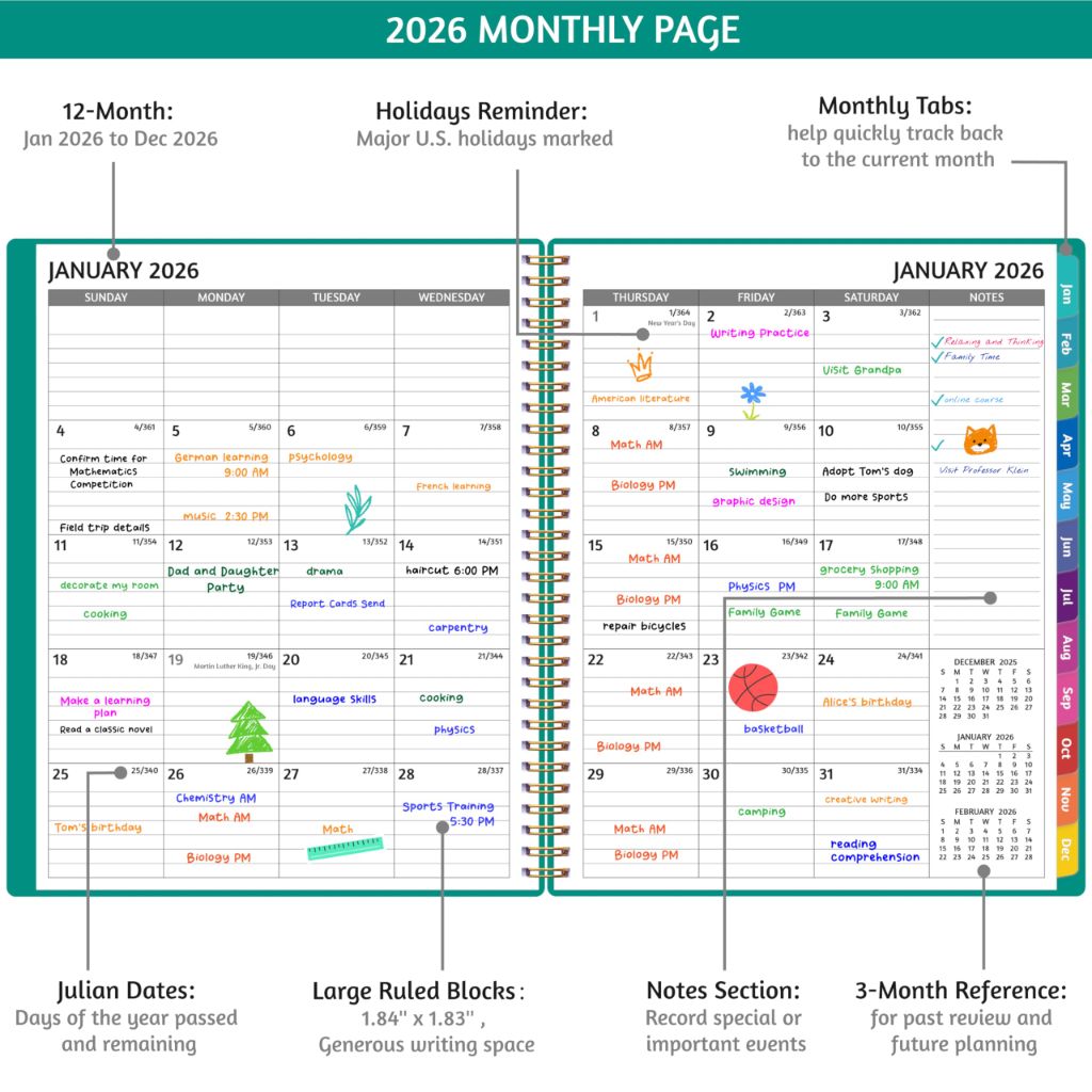 2026 Appointment Book -  Appointment Planner with Weekly ＆ Monthly Spread, 8.5'' x 10.5'' -Green