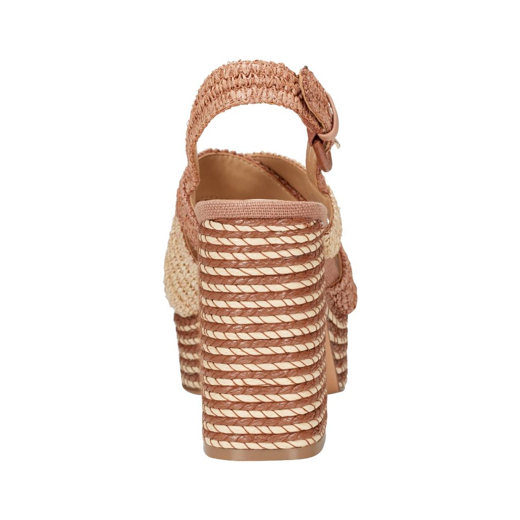 Marc Fisher LTD Women's Caddy Heeled Sandal, Dark Tan/Natural 120 - size 7