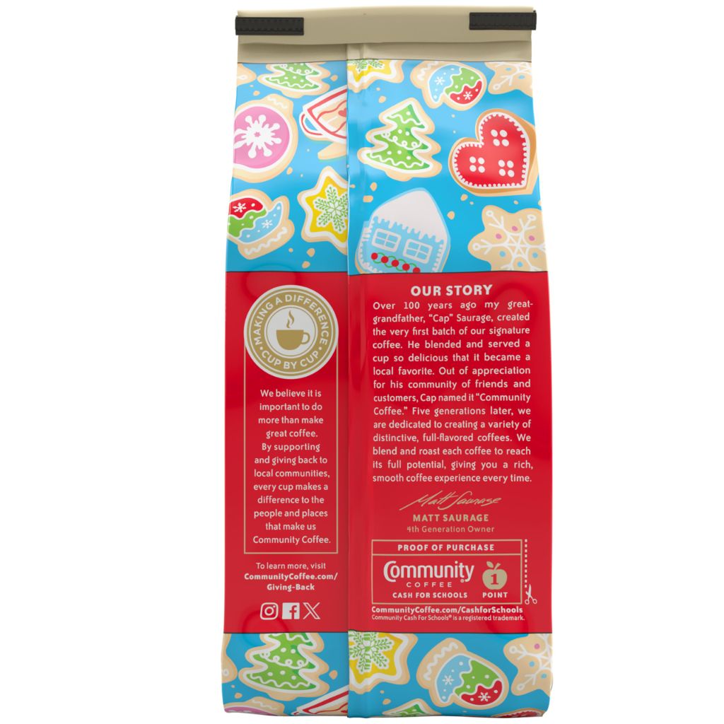 Community Coffee Grandma's Sugar Cookie Ground Coffee, Limited Edition Holiday Flavor,  11 Ounce (Pack of 1)