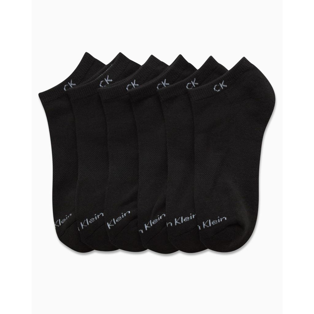 Calvin Klein Boys No Show Socks - 6 Packs, Size Medium, Black