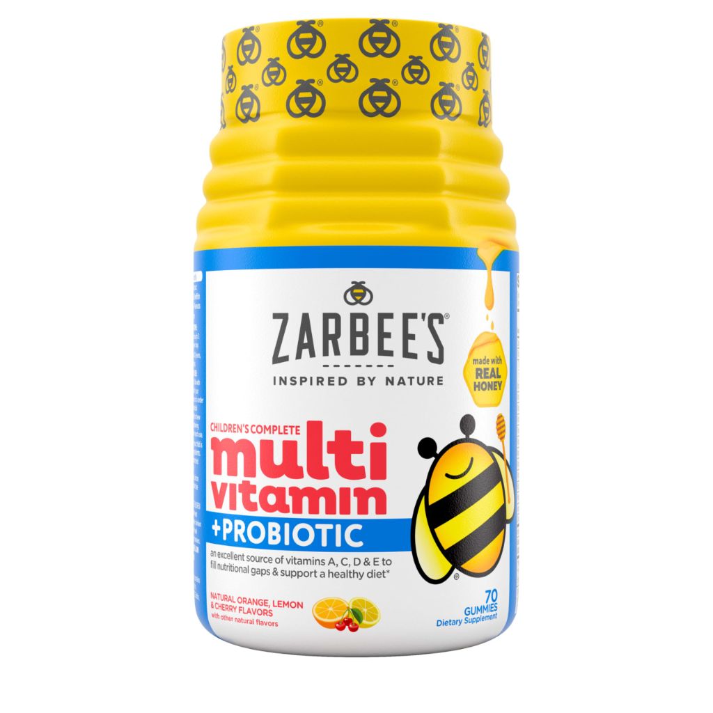 Zarbee's Kid's Complete Multivitamin + Probiotic Gummies with Vitamins A B C D E & zinc - Natural Fruit | 70 Count