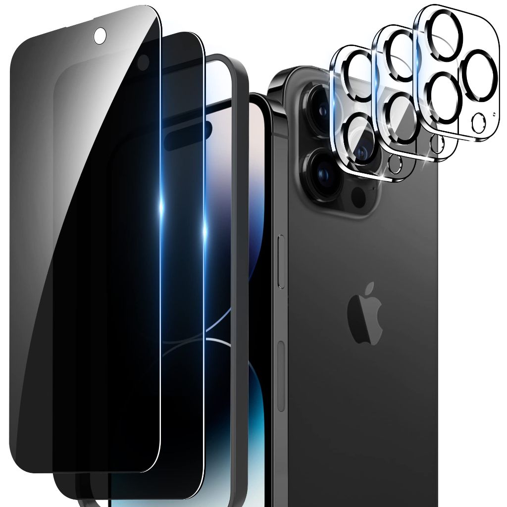WHPXJY 2+3 Pack iPhone 14 Pro Max Privacy Screen Protector with Camera Lens Protector