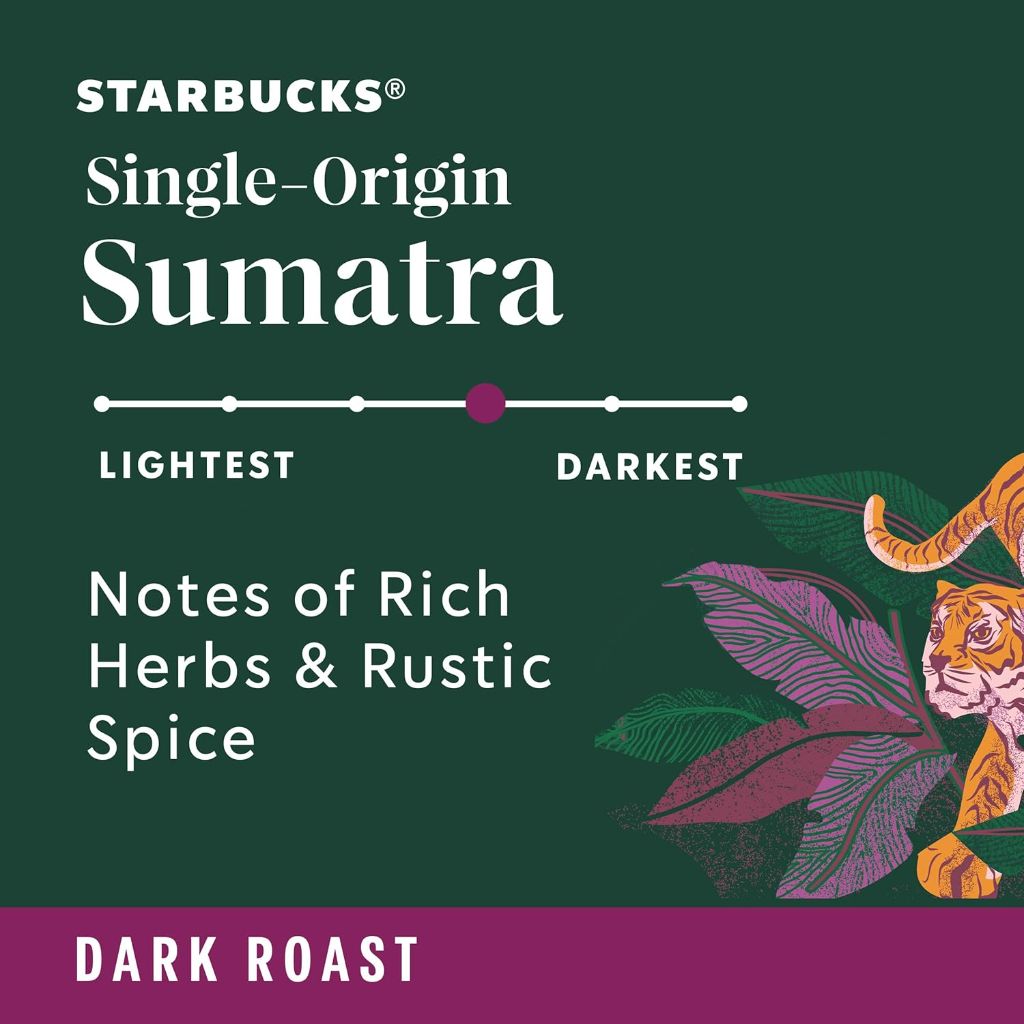 Starbucks Single-Origin Sumatra Dark Roast Keurig K-Cup Coffee Pods, 32 Count