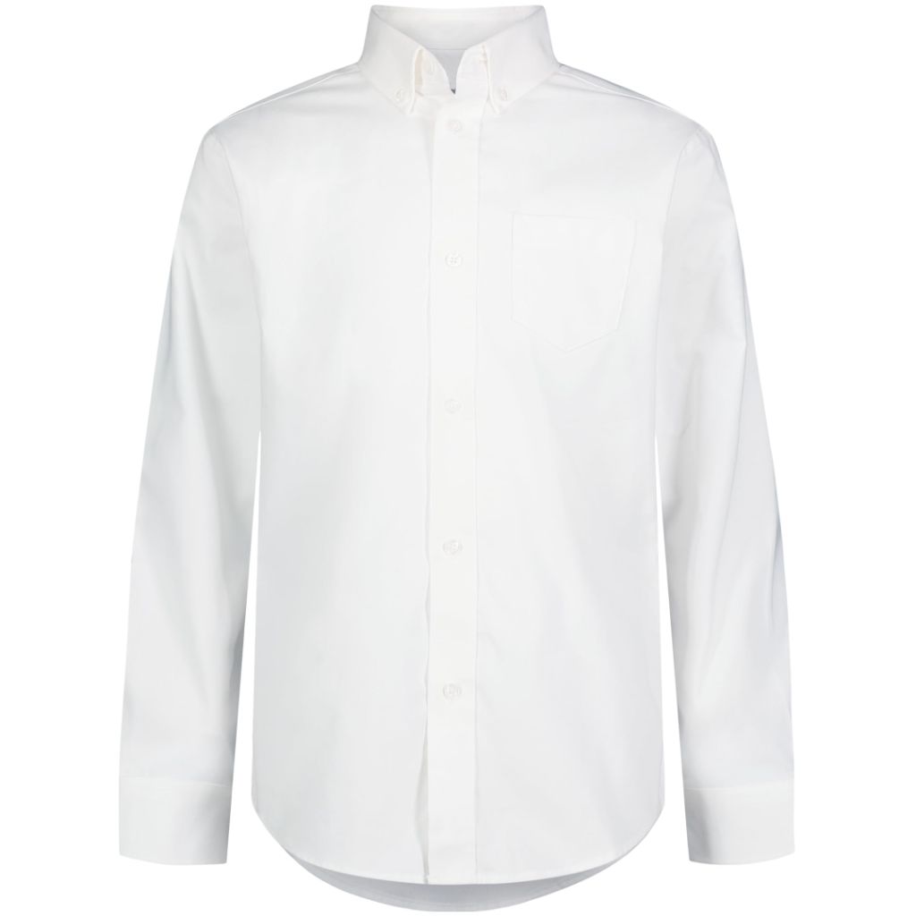 SZ S, IZOD Uniform Young Men's Long Sleeve Button-down Oxford Shirt, White