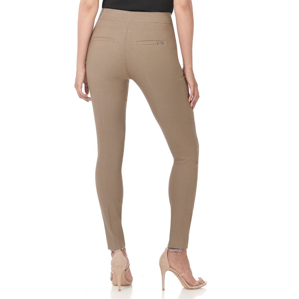 Rekucci Women’s Stretch Pull-On Skinny Work Pant – Tummy Control, Zip Pockets, Legging Fit – Office & Casual (16, Oatmeal)