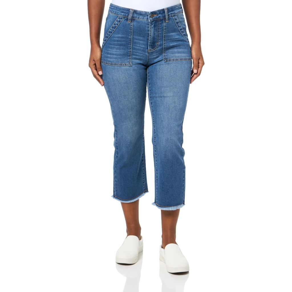 John-Mark Happy Days Pants Frayed & Flare Leg, Denim, SZ 8P