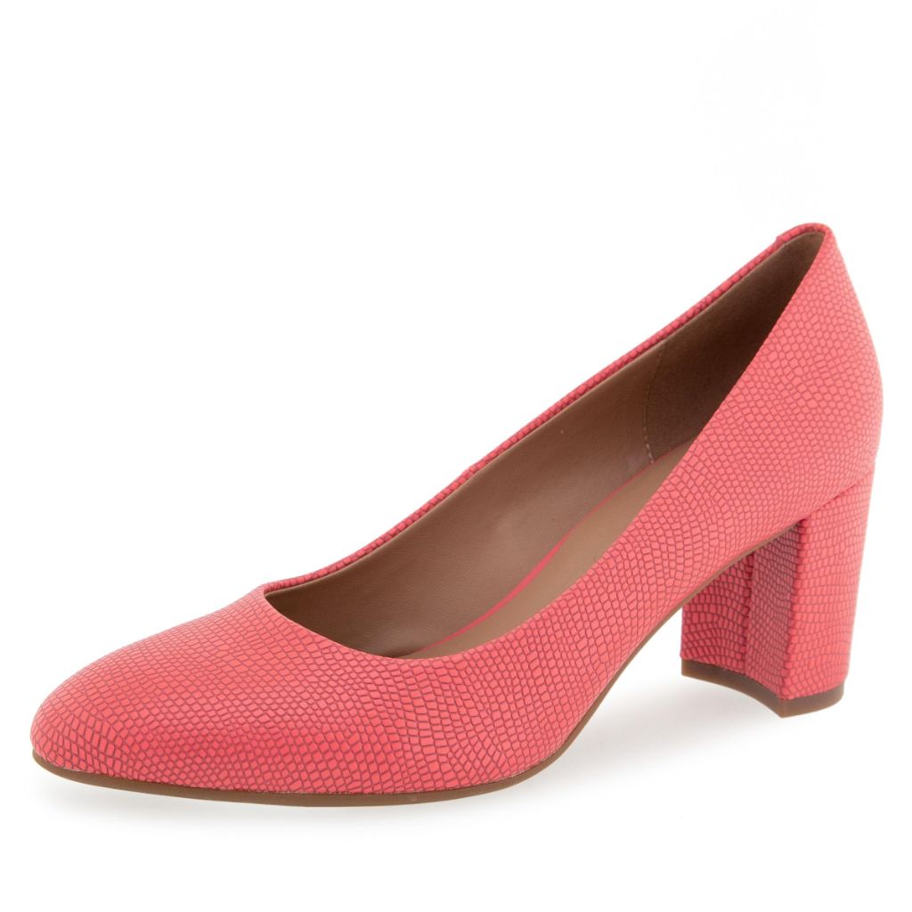 Aerosoles Women's Betsy Pumps, Coral Lizard Embossed Faux Leather, 6 Wide