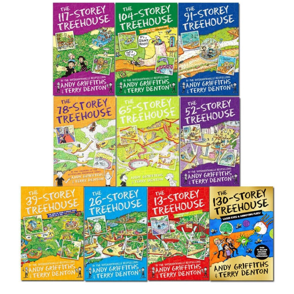 The Treehouse Storey Books 1 - 9 Collection Set by Andy Griffiths & Terry Denton (13-Storey, 26-Storey, 39-Storey, 52-Storey, 65-Storey, 78-Storey, 91-Storey, 104-Storey & 117-Storey)