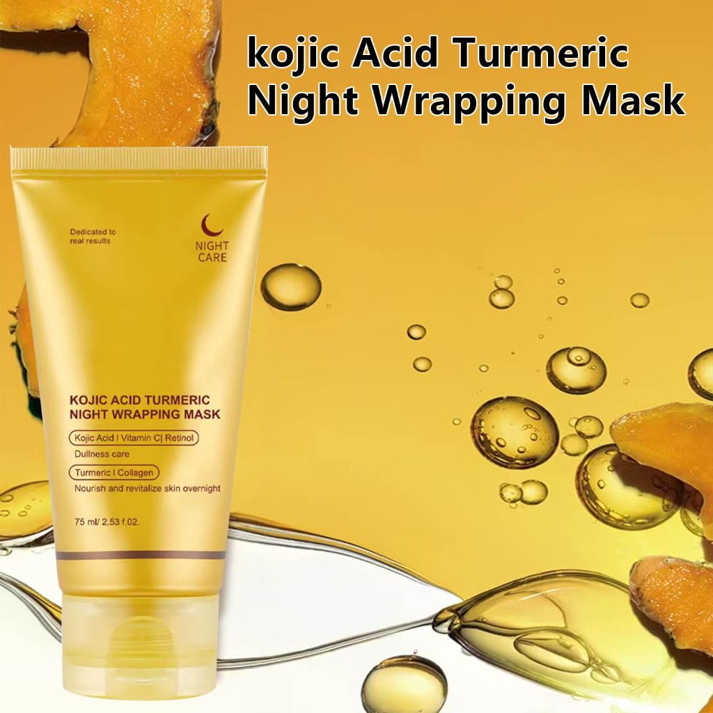 Kojic Acid Turmeric Night Wrapping Hydration Mask with Brush - 2.65 oz.