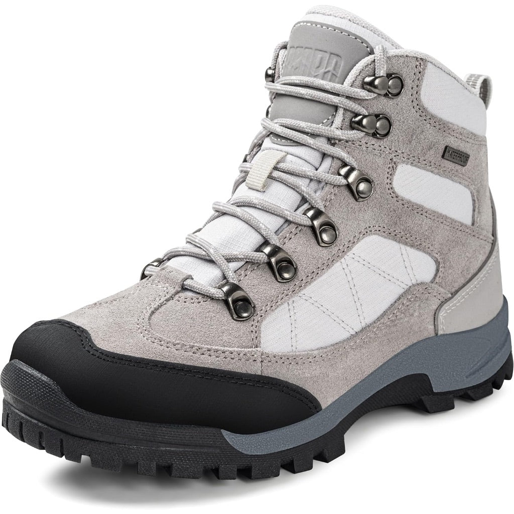 R CORD Women's Waterproof Hiking Boots, Light Gray, Size 8.5