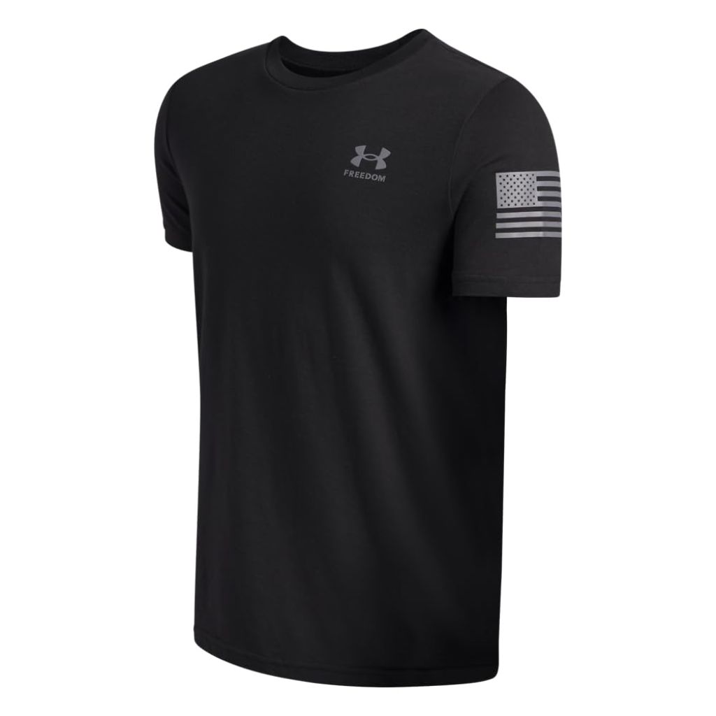 Under Armour Boys' Freedom Flag Short Sleeve T Shirt, Black / Steel, Medium