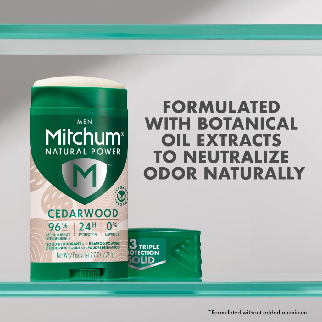 Mitchum Men’s Natural Power Solid Deodorant Stick - Cedarwood, 2.7 oz