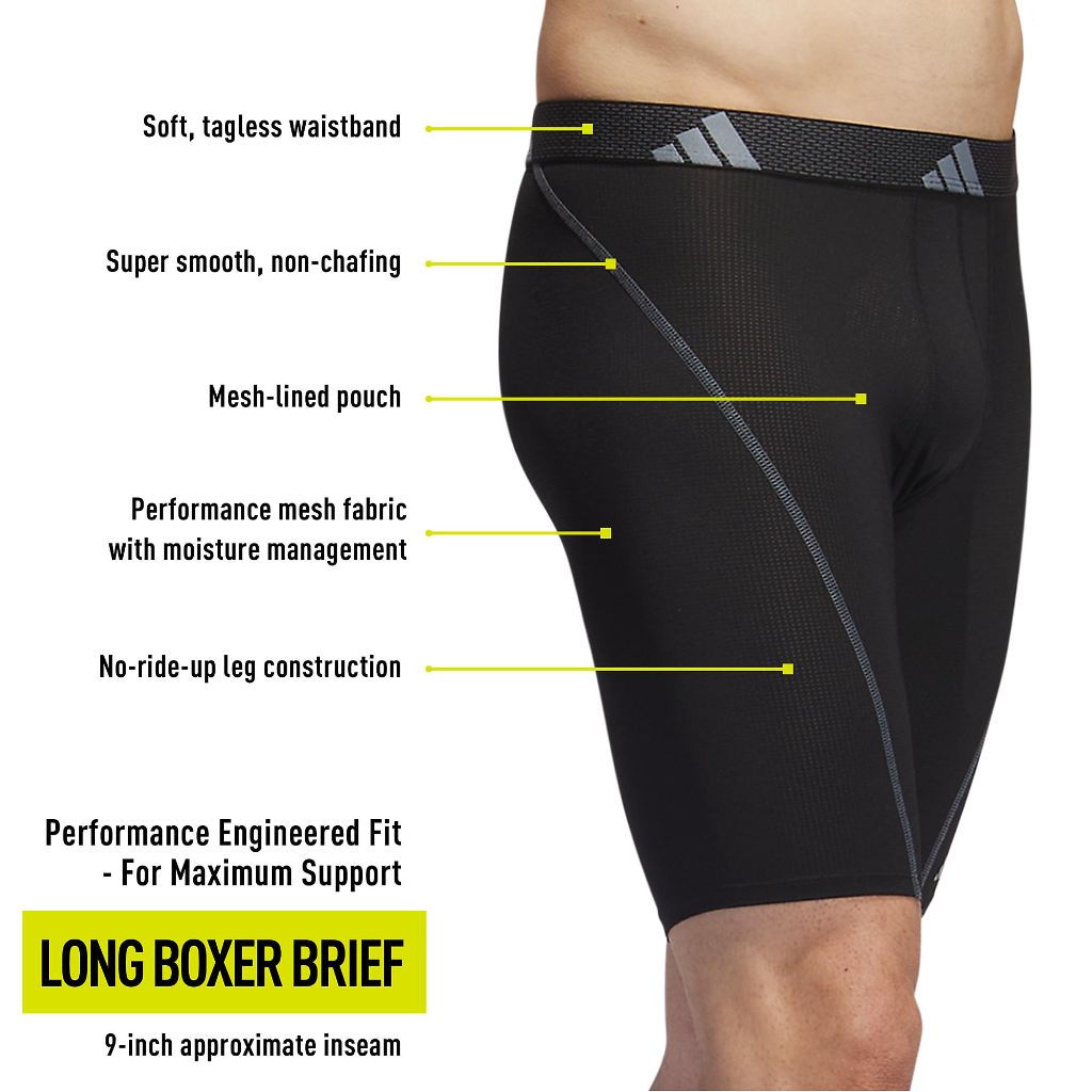 Performance Mesh Long Boxer Brief Underwear (3pk) - size M