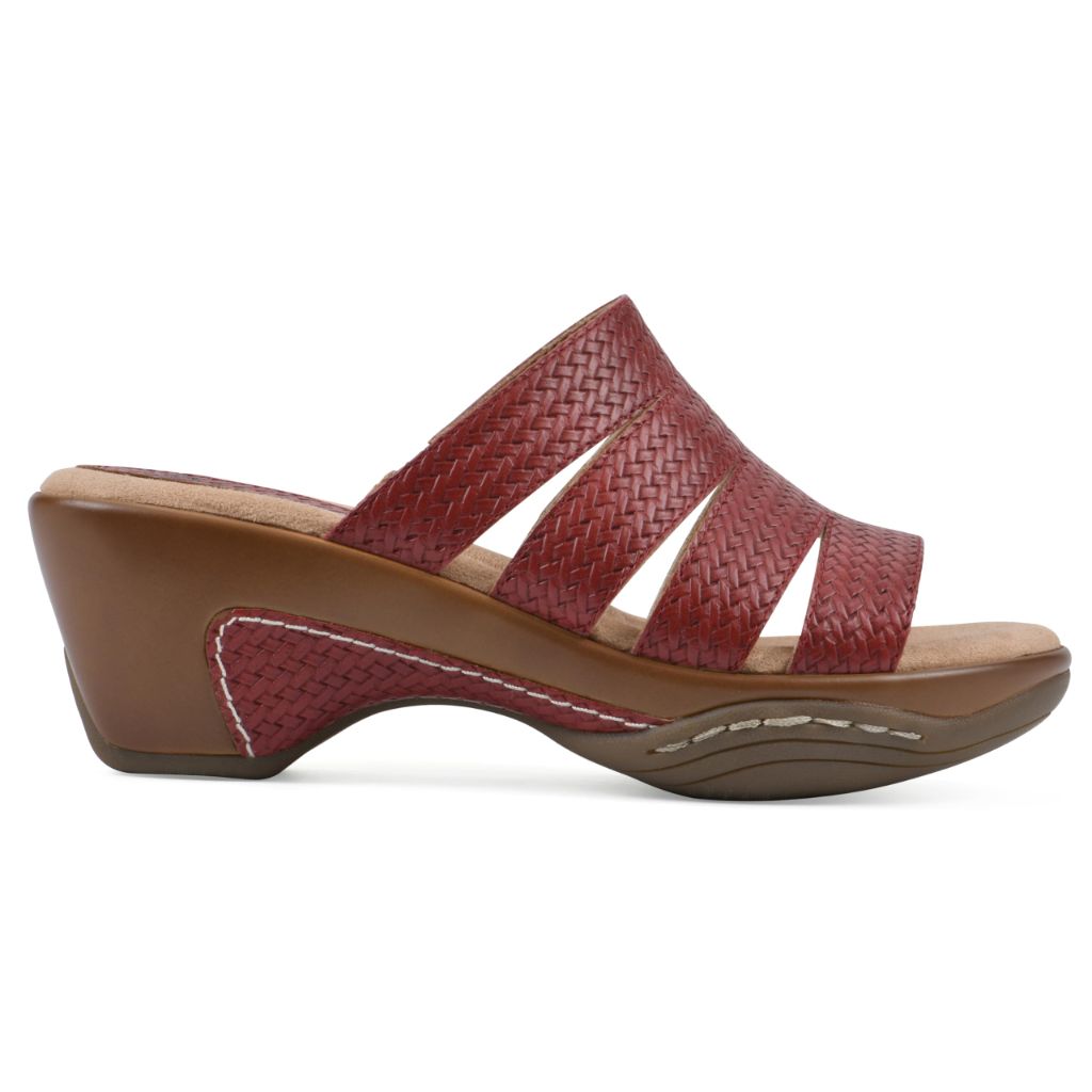 WHITE MOUNTAIN Women's Valora Strappy Clog Sandal, Red/Woven, 11 W