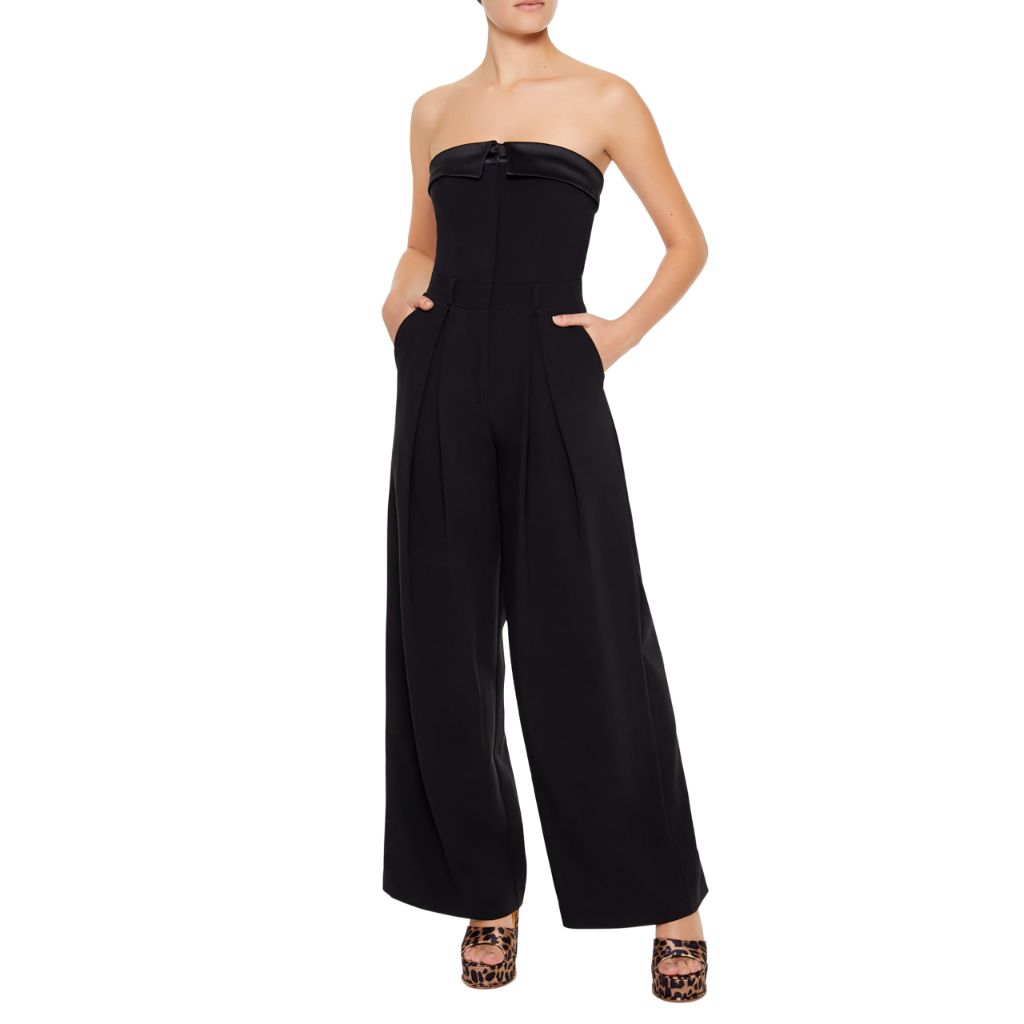 Forever 21 Women's Strapless Wide-Leg Jumpsuit, Black, Medium