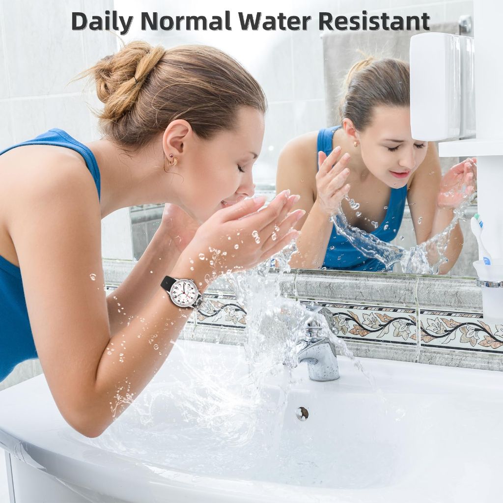 TWOPTION Nurse Watch for Women Waterproof Analog Silicone Watch with Second Hand Nursing Easy Read Dial Nurse Watches(Black)