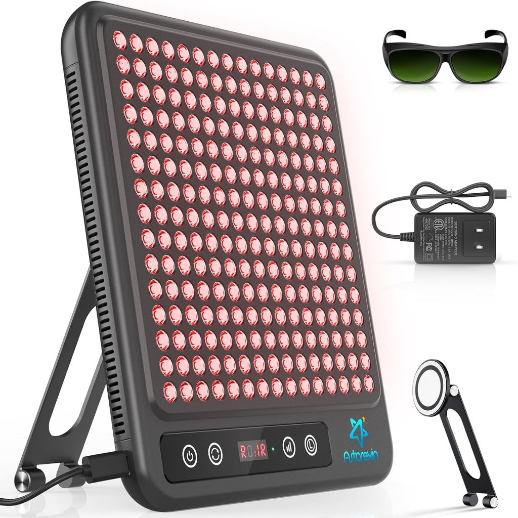 Astarexin Red Light Therapy Panel, 225 Dual-Chip LEDs with 660nm Red & 850nm