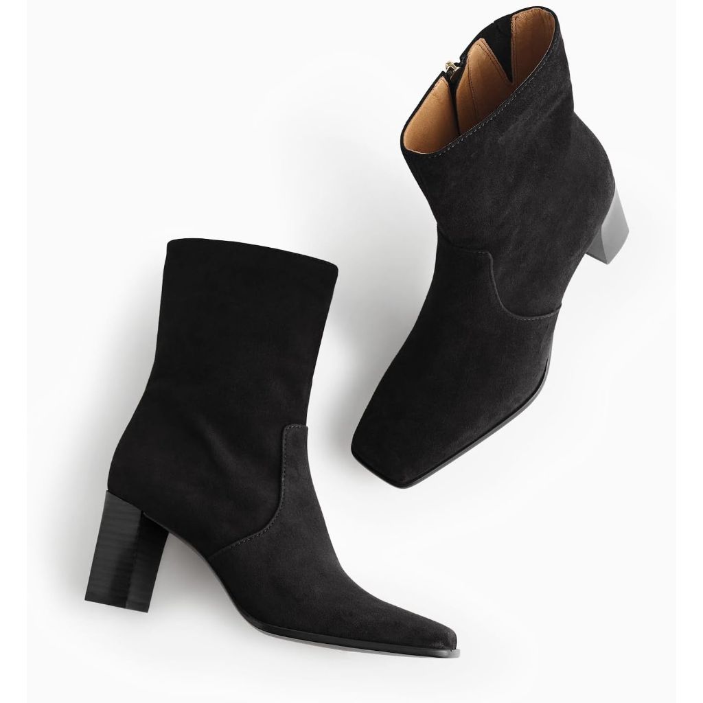 SZ 11, Coutgo Women's Chunky Block Side Zipper Ankle Boots