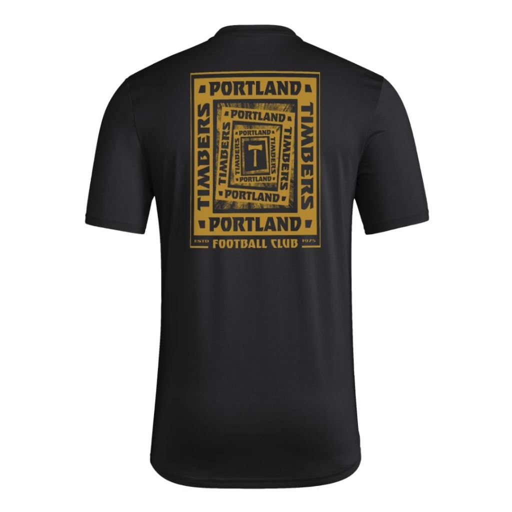 adidas Men's MLS Soccer Pre-Game Short Sleeve T-Shirt - Portland Timbers, Black (Medium)