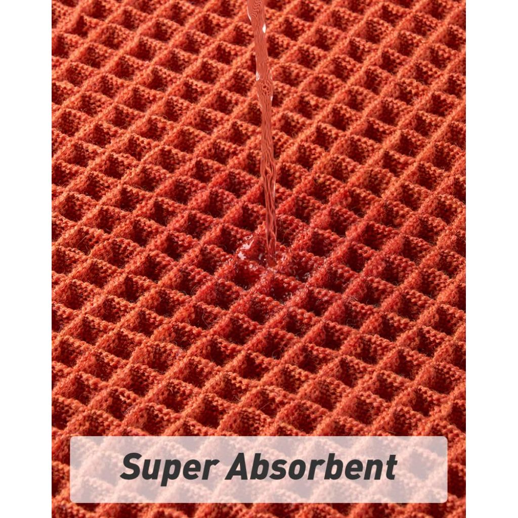AMOAMI Upgraded Waffle Bath Mat, Super Absorbent Non Slip, Ultra Soft, 20" x 32", Orange