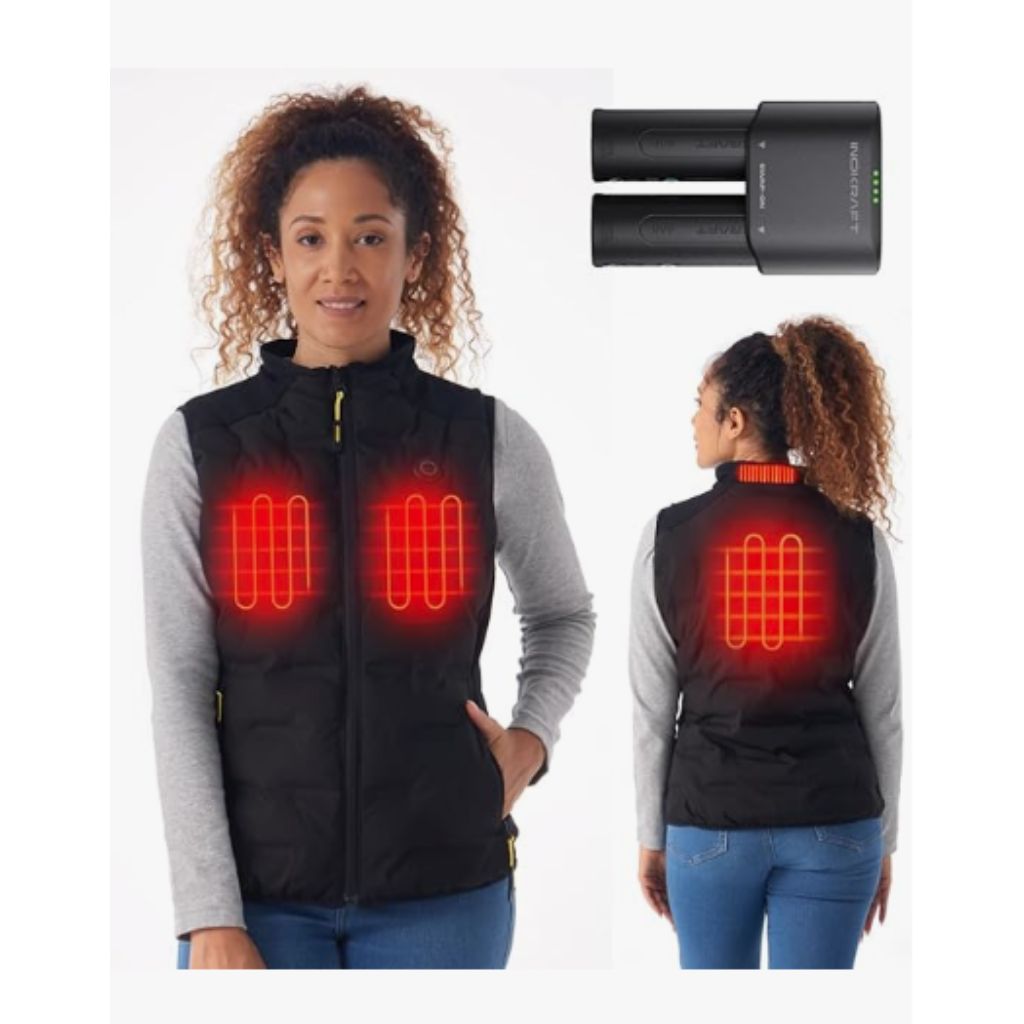 InoKraft Heated Vest Women, Lightweight Quilted Vest with Rechargable Battery Pack & USB-C Cable, Christmas Gifts for Women