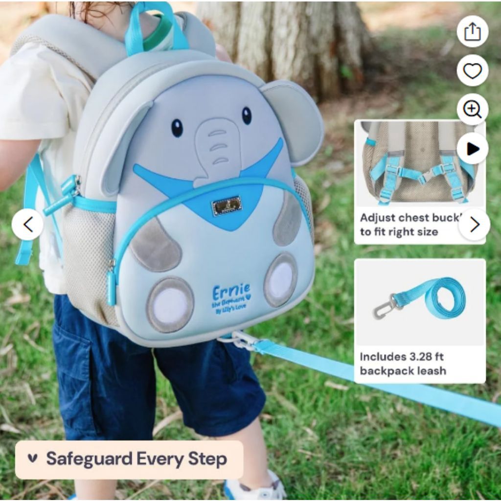 BabbleRoo Toddler Leash Backpack - Ernie the Elephant