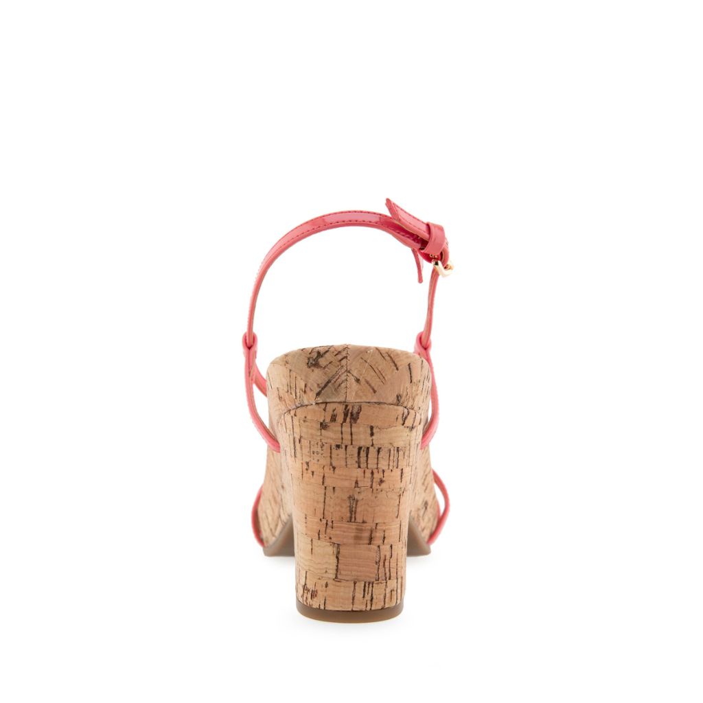 AerosolesWomen's Miles Strappy Wedge Sandal, Coral Patent Faux Leather W Cork, 8.5M