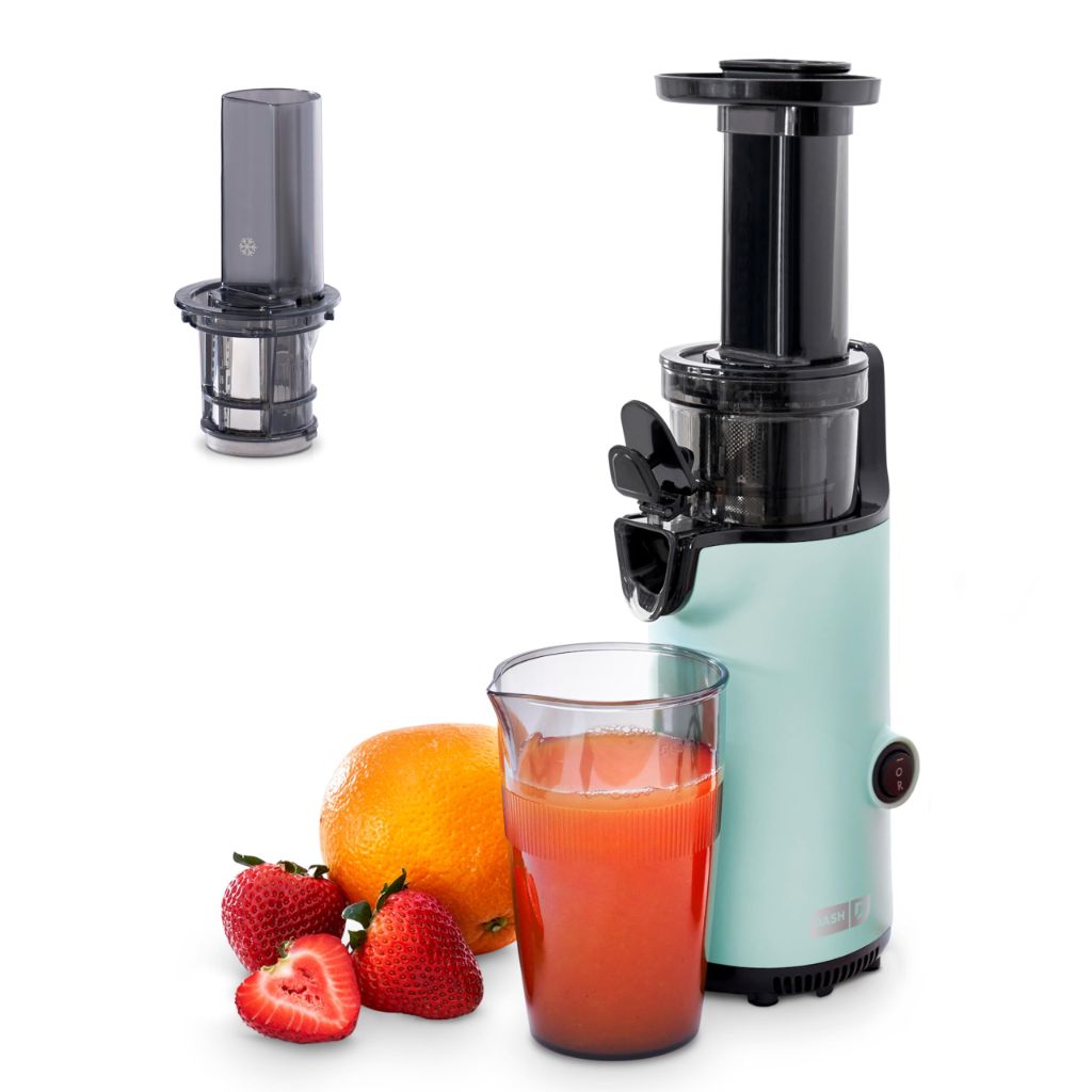 DASH Deluxe Compact Masticating Slow Juicer, Easy to Clean Cold Press Juicer with Brush - Aqua