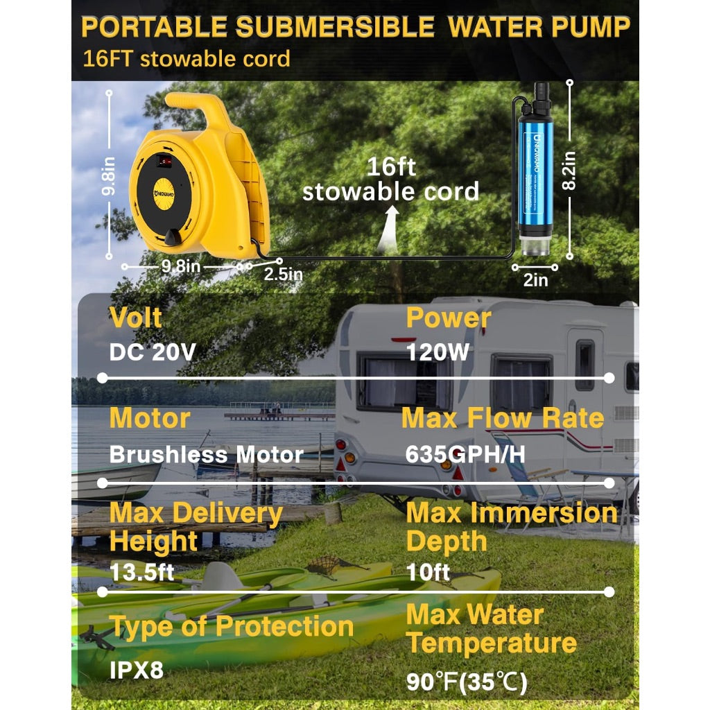 Portable Transfer Pump Compatible For Dewalt 20V Max Battery, 635GPH, 120W Battery Powered Water Pump, (No Battery)