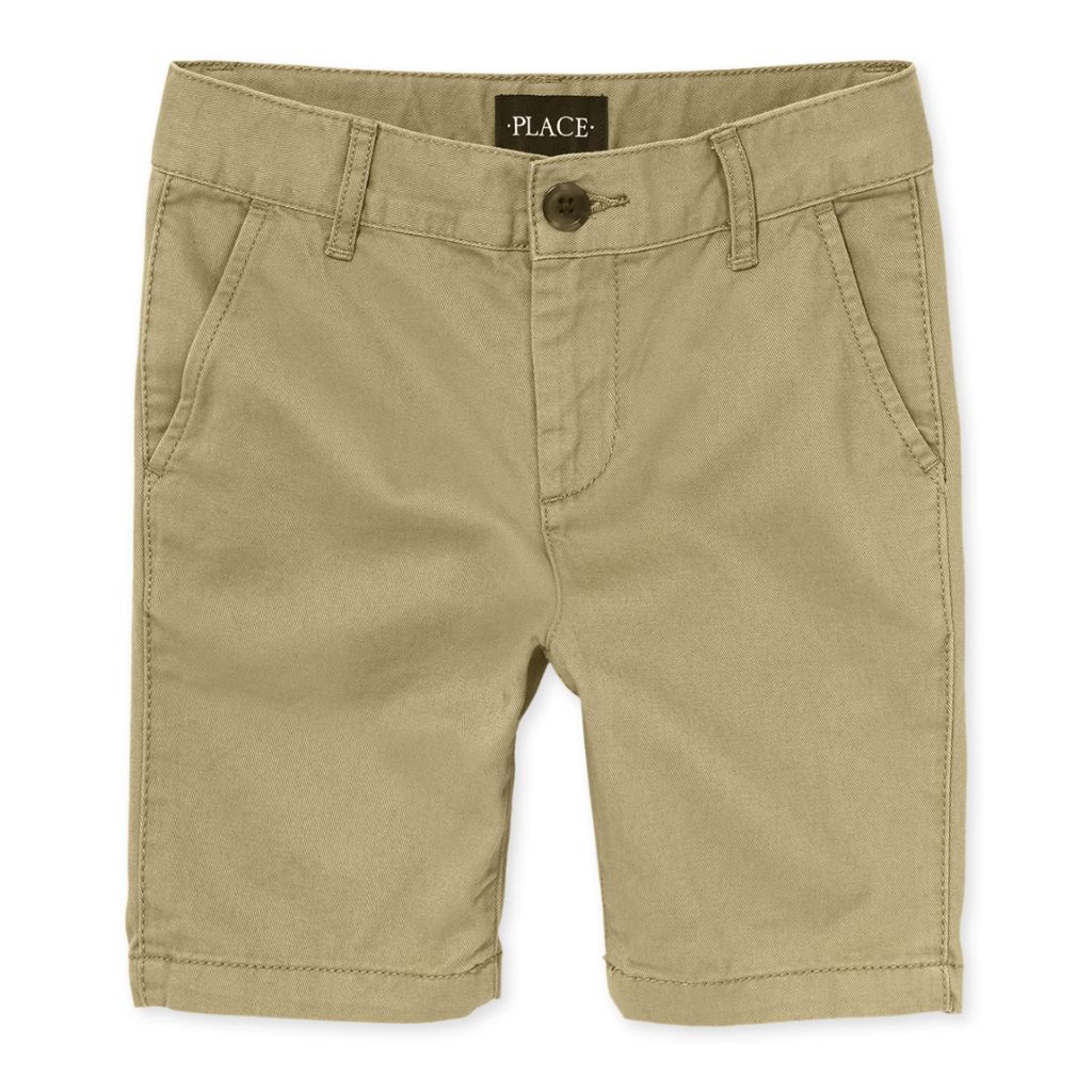 The Children's Place boys Stretch Chino Shorts, Flax, 14 slim
