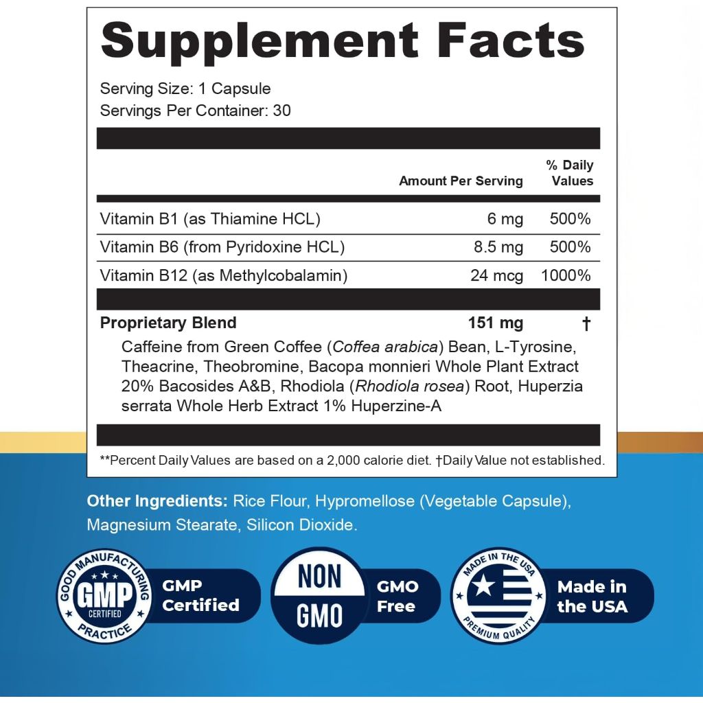 BrainDefender Capsules – Natural Supplement for Cognitive Health, Focus & Memory - 30 Capsules, 1 Month Supply