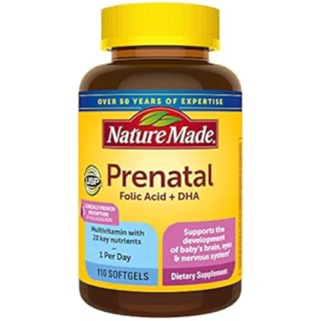 Nature Made Prenatal Multivitamin + 200 mg DHA Softgels  110 Count to Support Baby’s Development (Packaging May Vary)