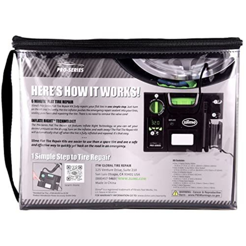 Slime 50150 Pro-Series Emergency Ultimate Flat Tire Repair Kit, Includes Sealant and Tire Inflator Pump