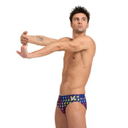 ARENA Performance Men's Carnival Swim Brief, Navy/Multi - Size 22