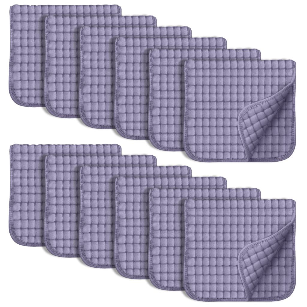 SWEET DOLPHIN 12 Pack Large 100% Cotton Hand Washcloths, Grey, 20" X10"