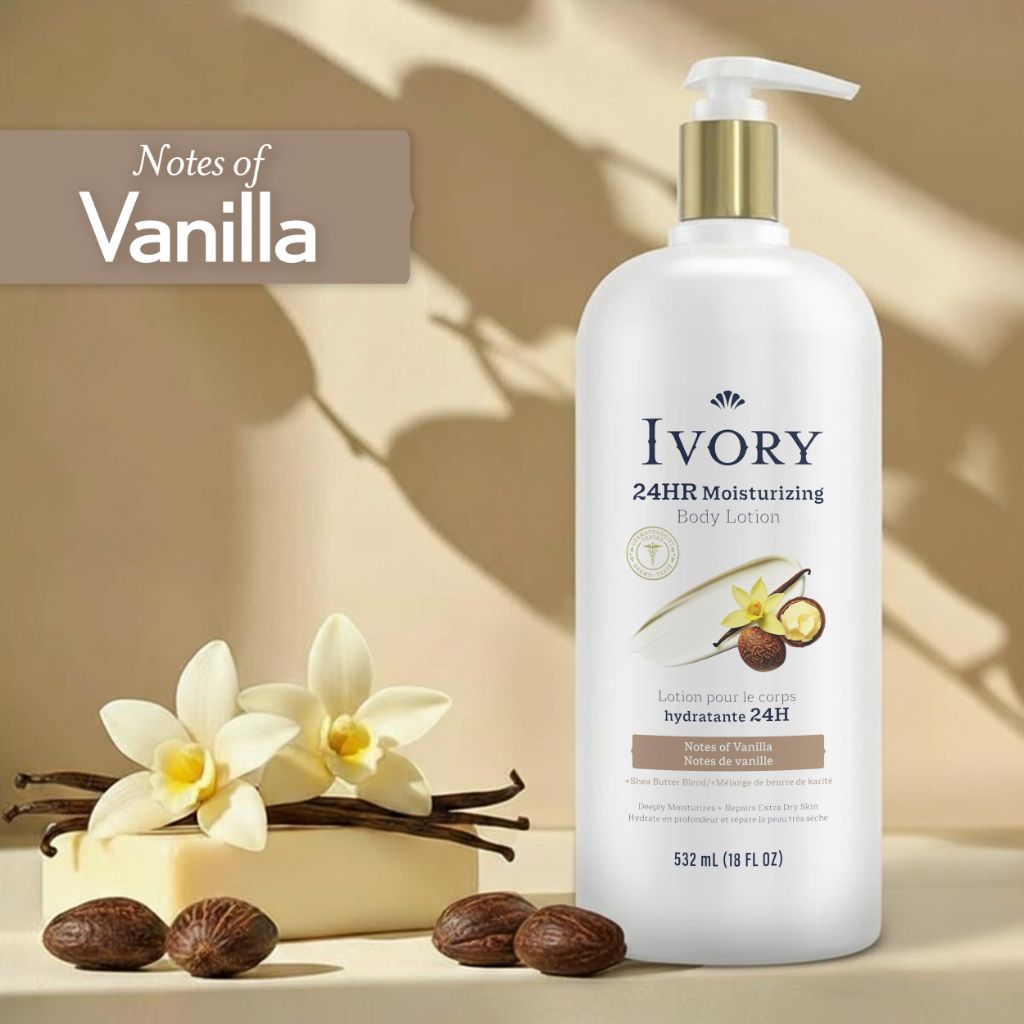 Ivory Hand & Body Lotion, 24hr Moisturizing, Vanilla Scent, 18 fl oz