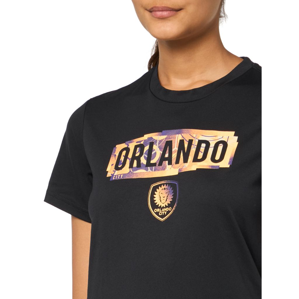 Adidas Women's Orlando City SC Local Pop Short Sleeve Pre-game T-shirt, Black, Small Tall