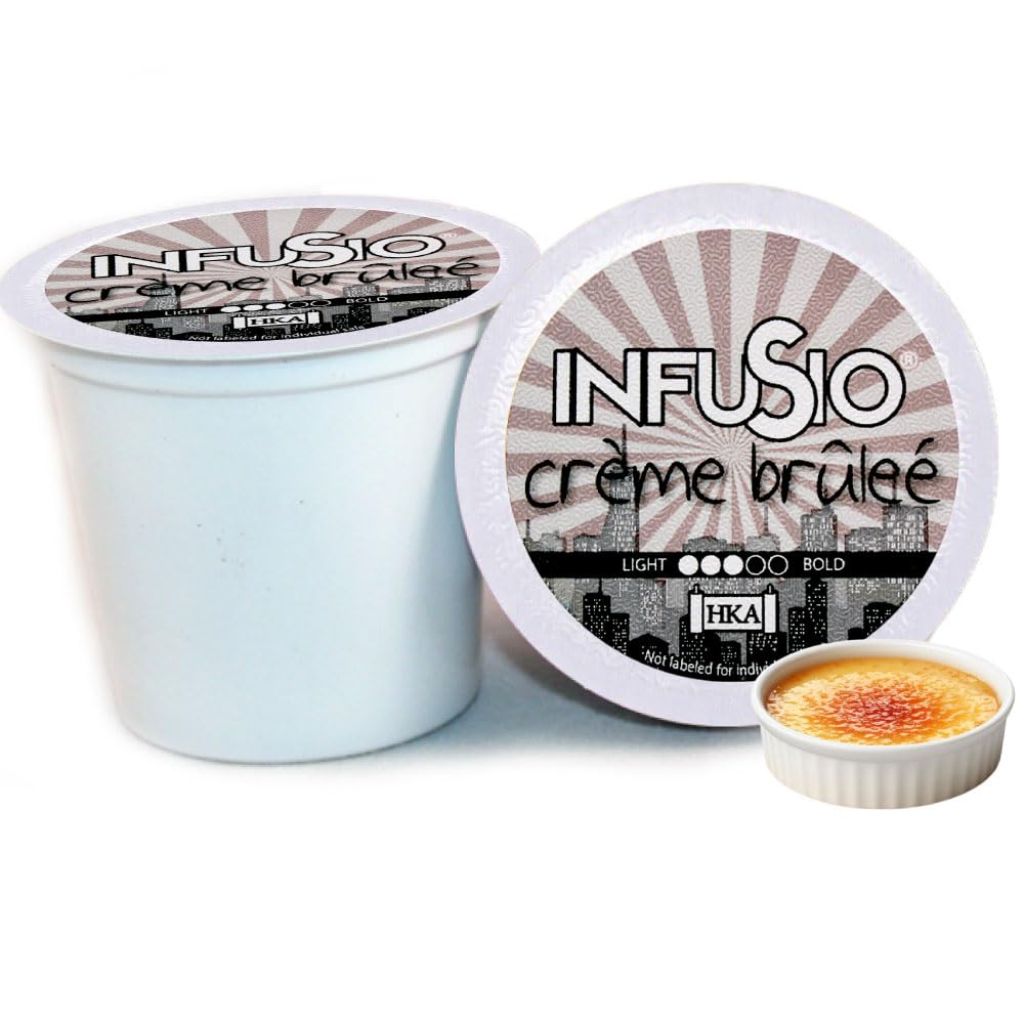 InfuSio Coffee Pods 96 Count Crème Brulee Medium Roast Single Serve Coffee Pods for Keurig K Cups Brewers - InfuSio Premium Roasted Keurig 2.0 Compatible