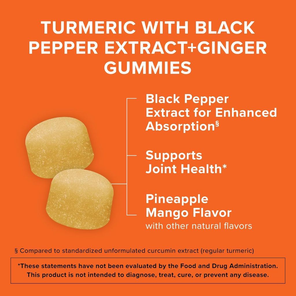 Qunol Turmeric and Ginger with Black Pepper Gummies, 90ct Gummies
