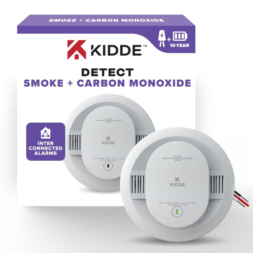 Kidde Smoke and Carbon Monoxide Detector, Hardwired with 10-Year Battery Backup, LED Status Lights, Interconnected, 85 dB Alarm, 5 inches, 30CUA10, 1 Pack
